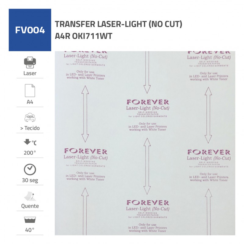 TRANSFER LASER-LIGHT (NO CUT) A4R OKI711WT(Pack 100 fls)